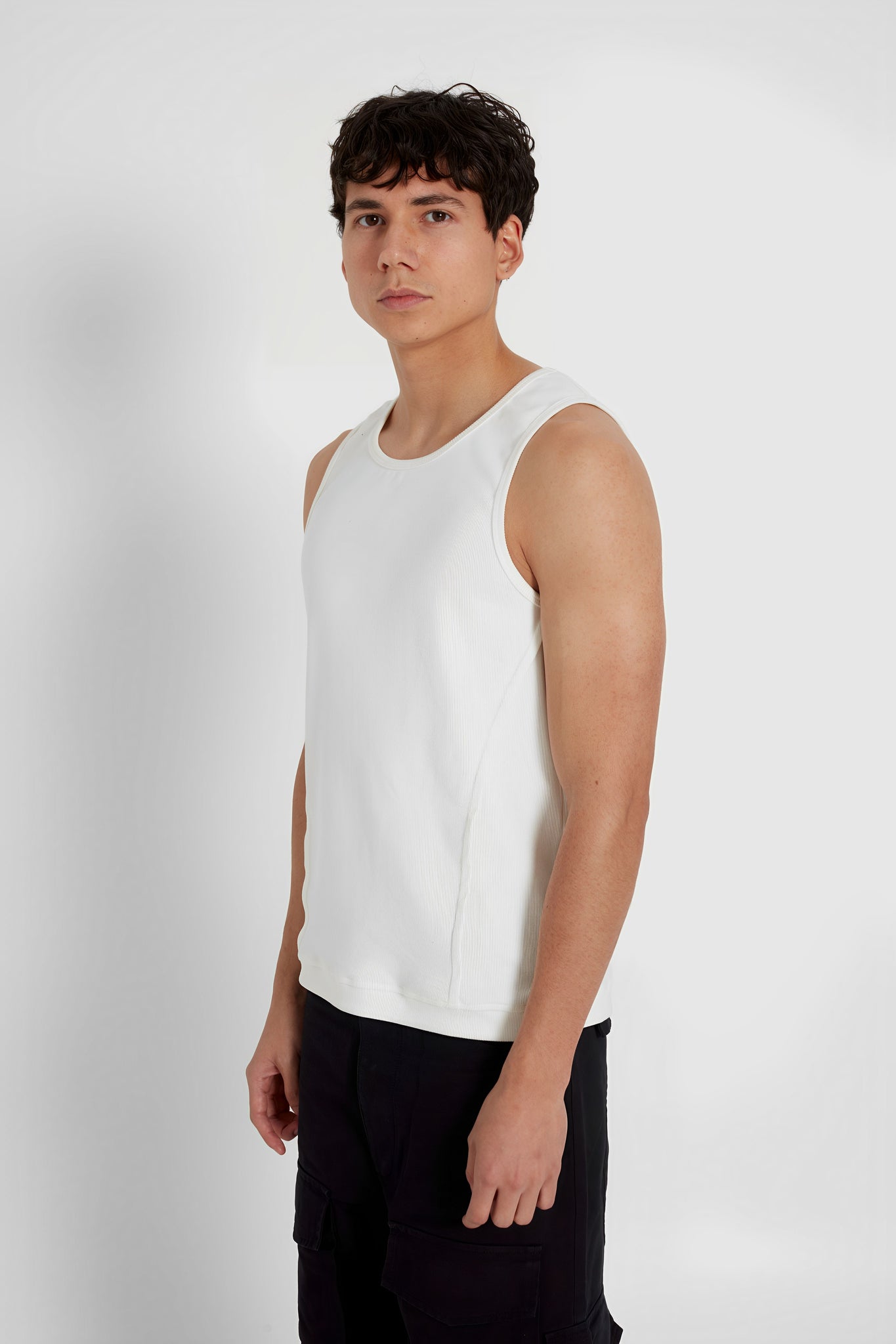 Waffle White Tank Top