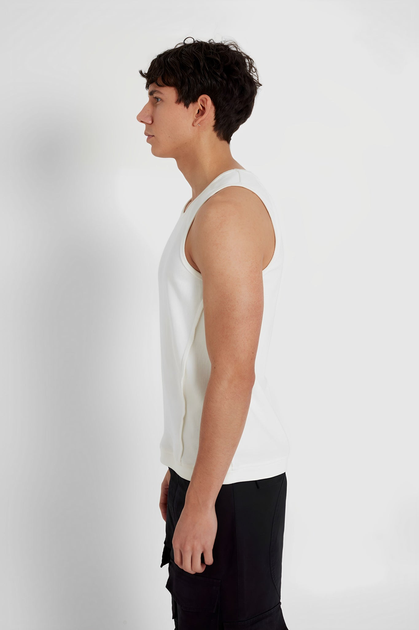 Waffle White Tank Top
