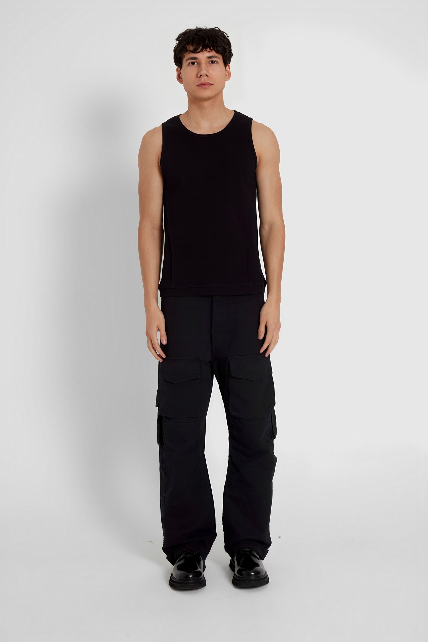 Waffle Black Tank Top