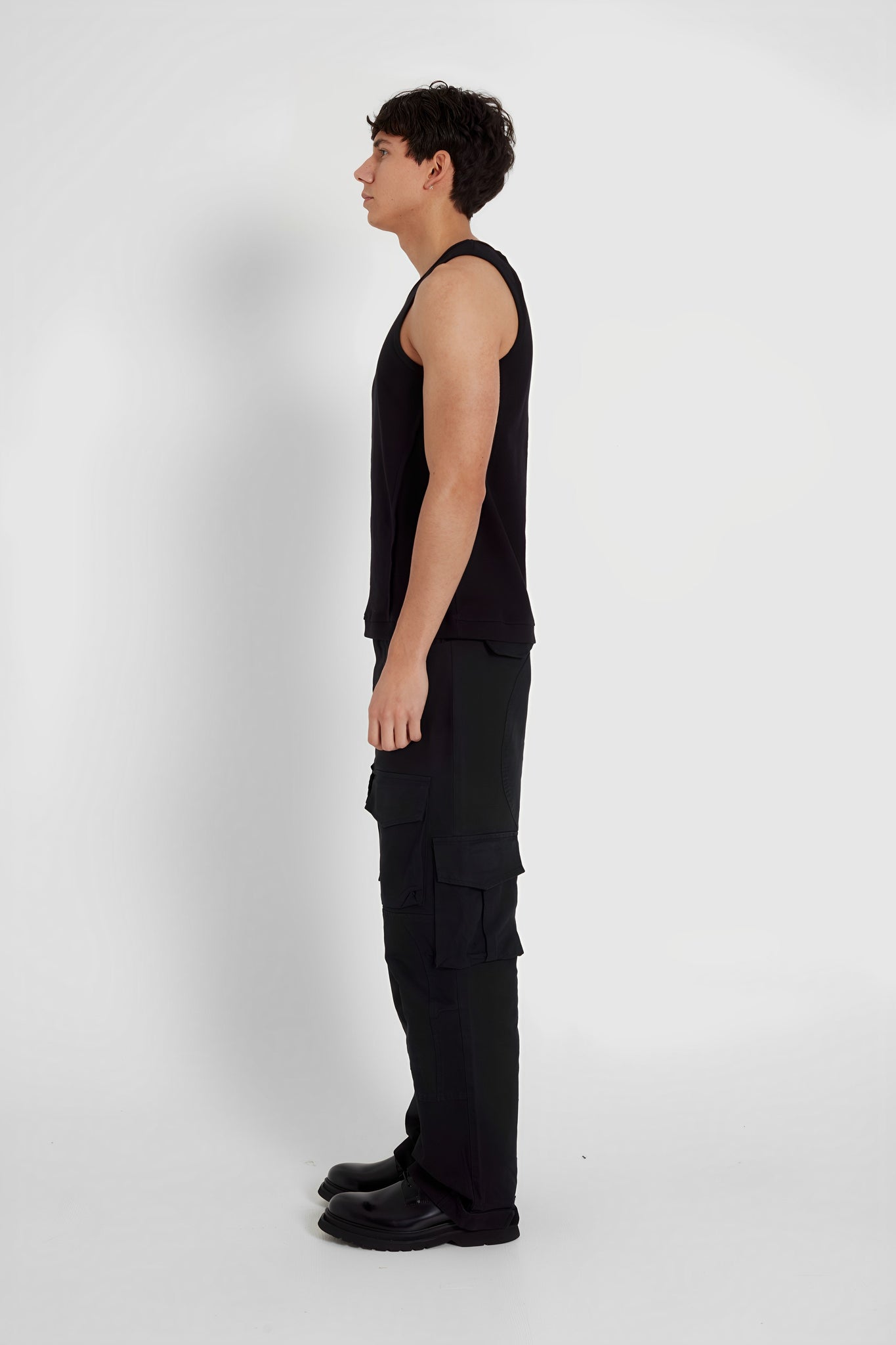 Waffle Black Tank Top