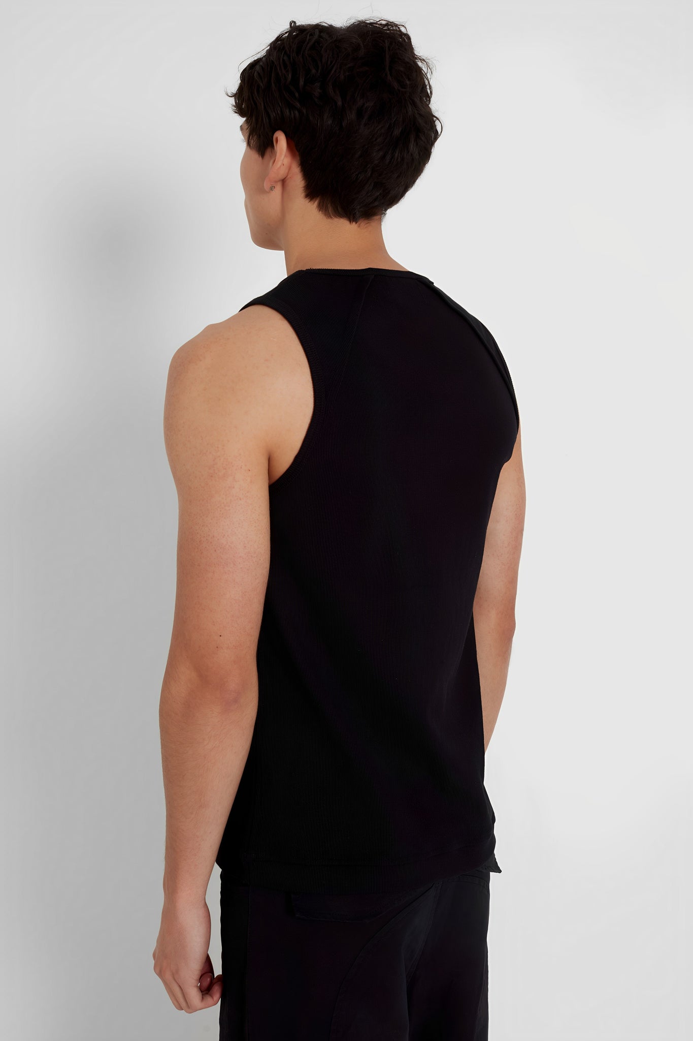 Waffle Black Tank Top