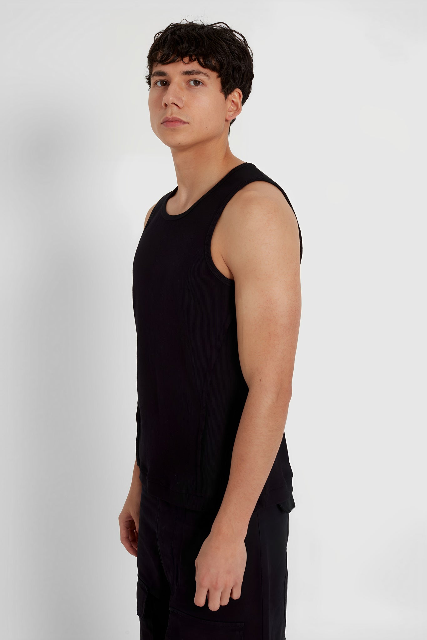 Waffle Black Tank Top
