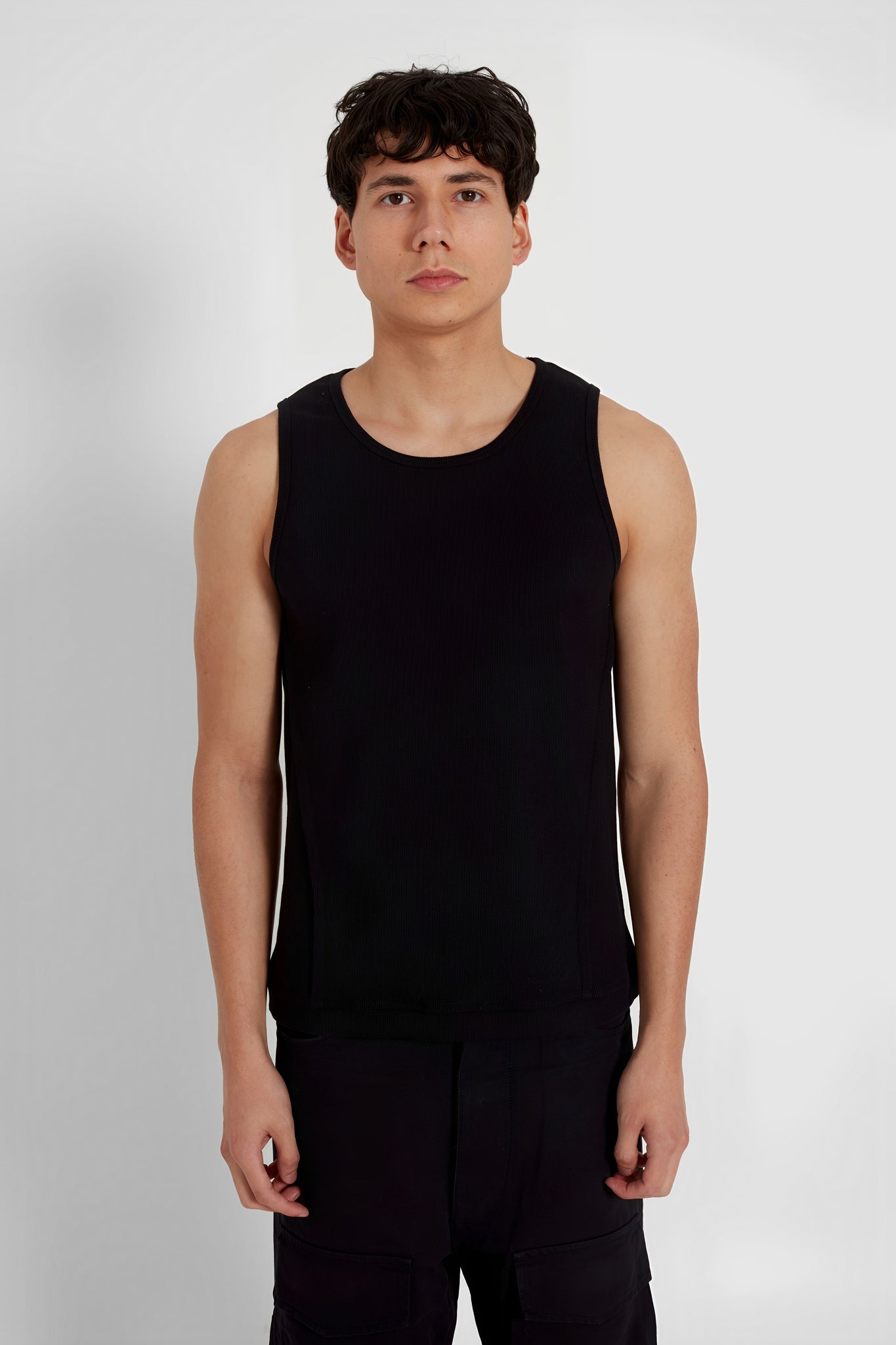 Waffle Black Tank Top