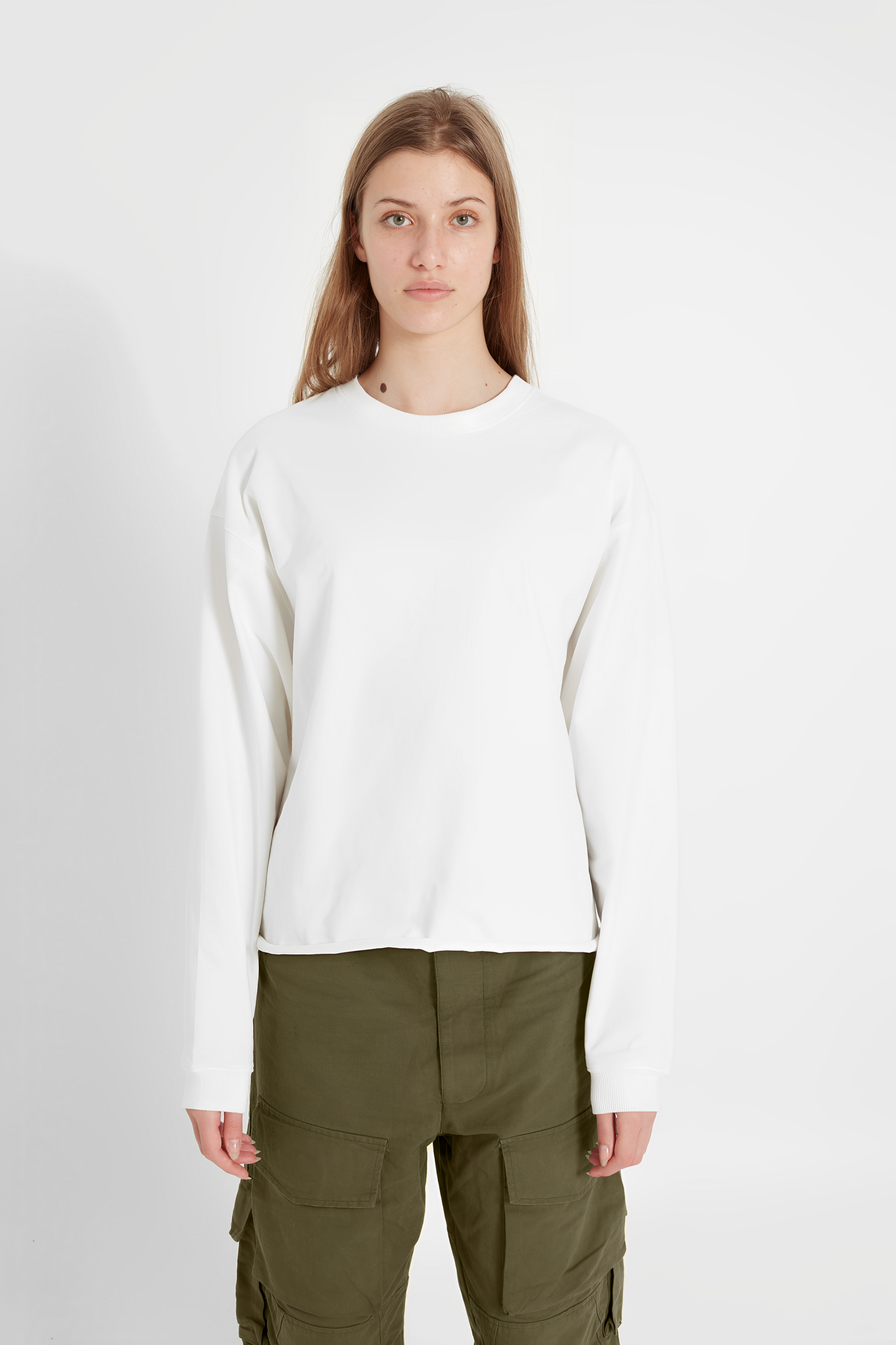 Heavy Long Sleeve Boxy T-Shirt White