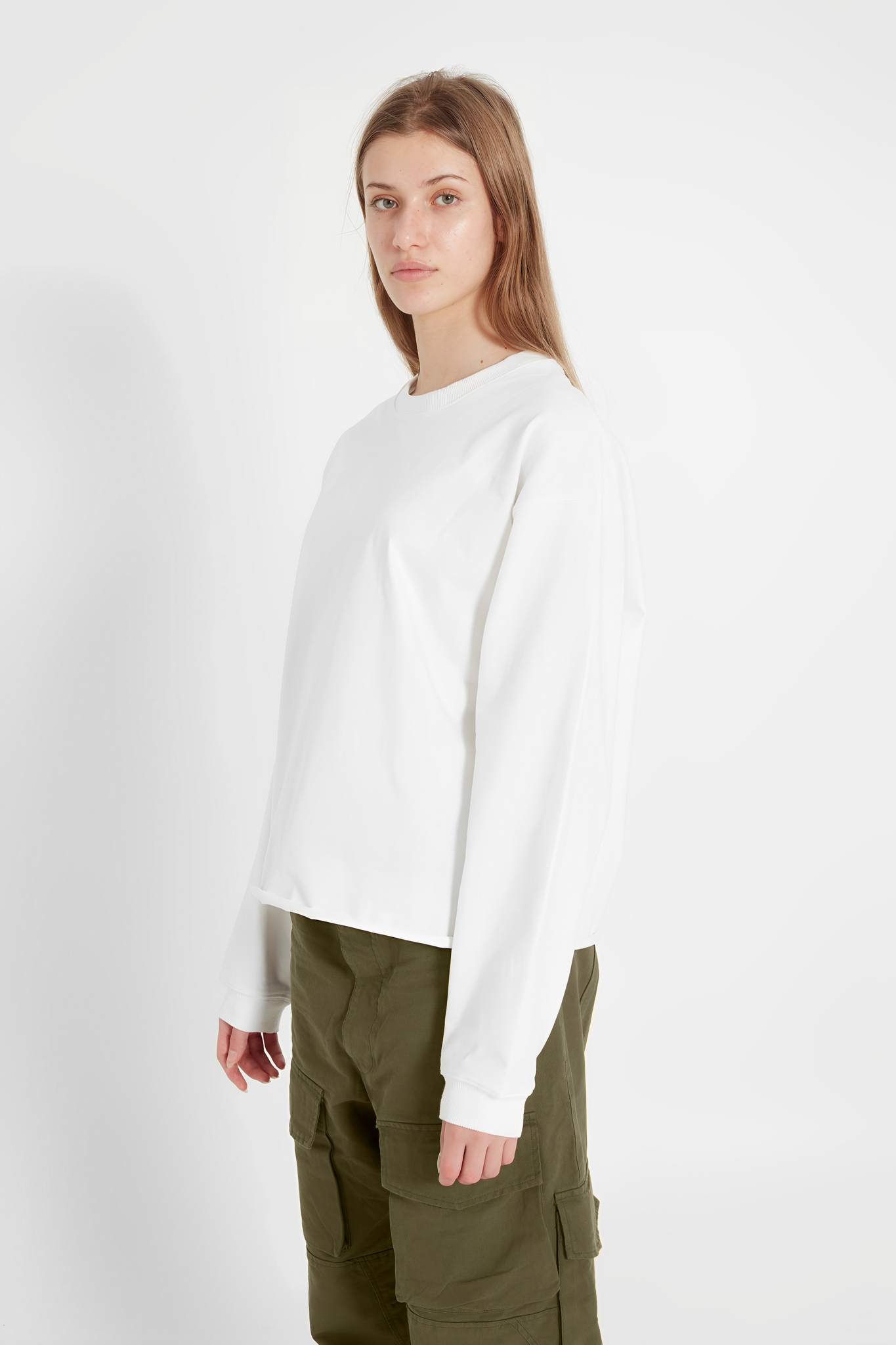 Heavy Long Sleeve Boxy T-Shirt White